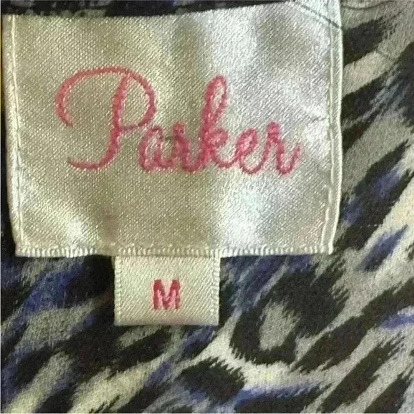 Parker Silk Sleeveless Print Top With Cascade Ruffle Medium New Without Tags ! - Picture 8 of 9